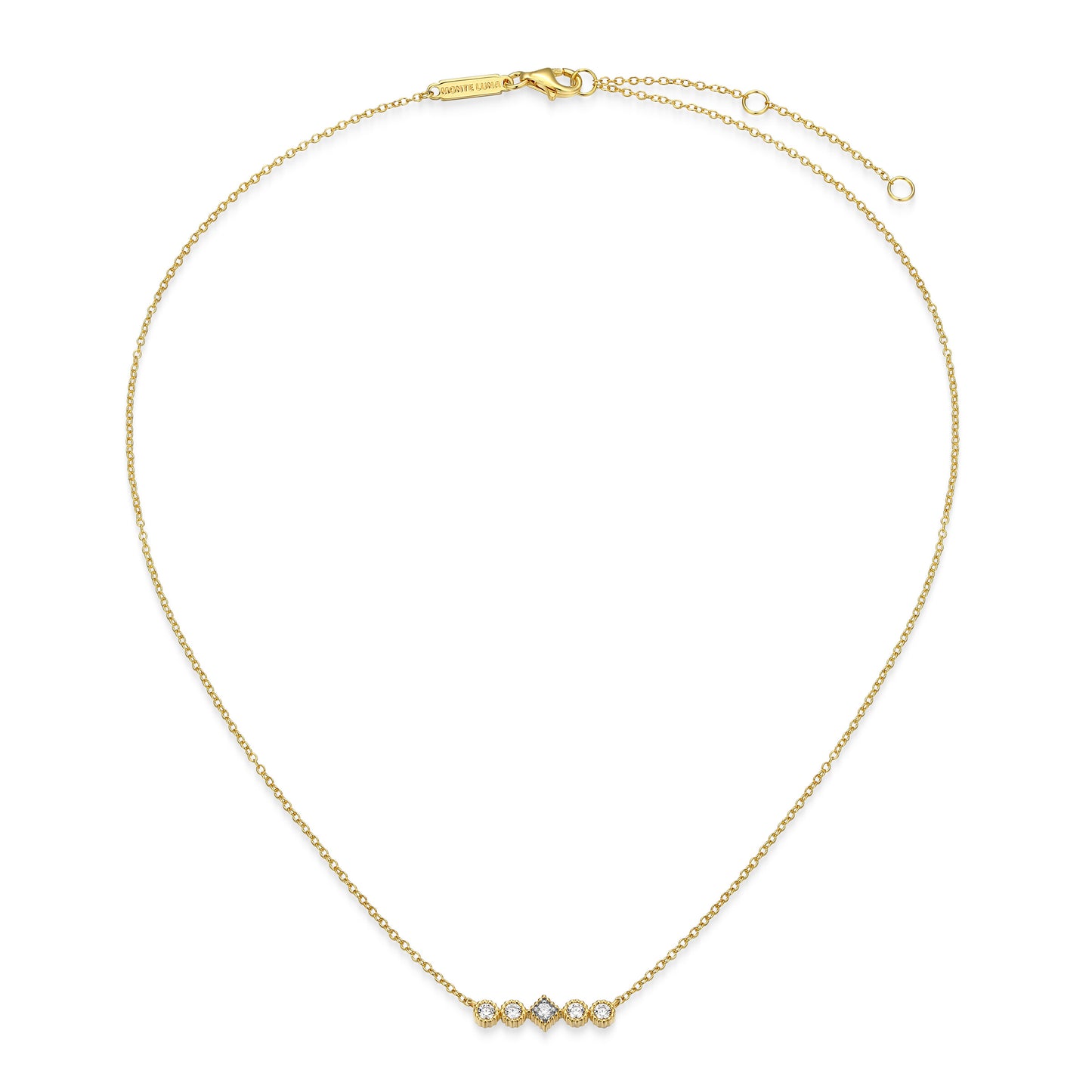 BN0300W - Round & Diamond Beaded Halo Necklace | m by monte luna