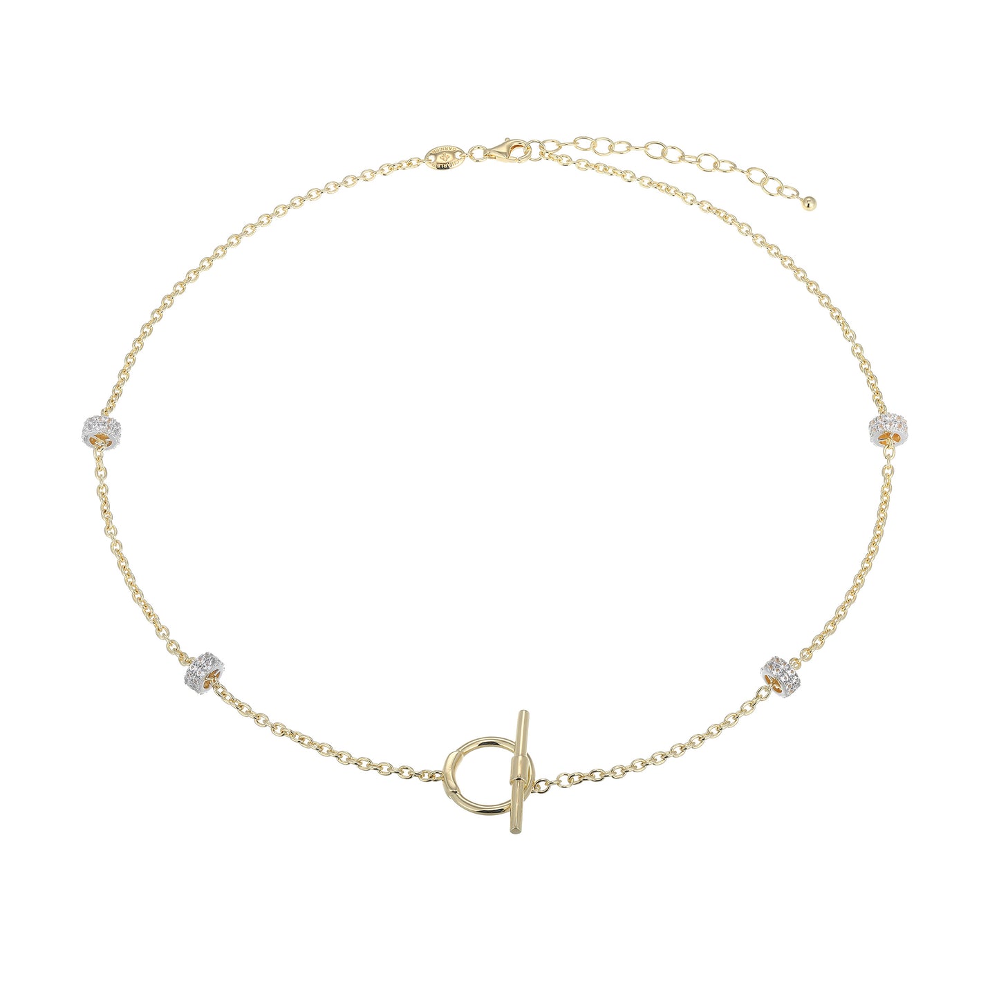 CN0196 - Created White Sapphire Rondelle Station Toggle Necklace | charles garnier