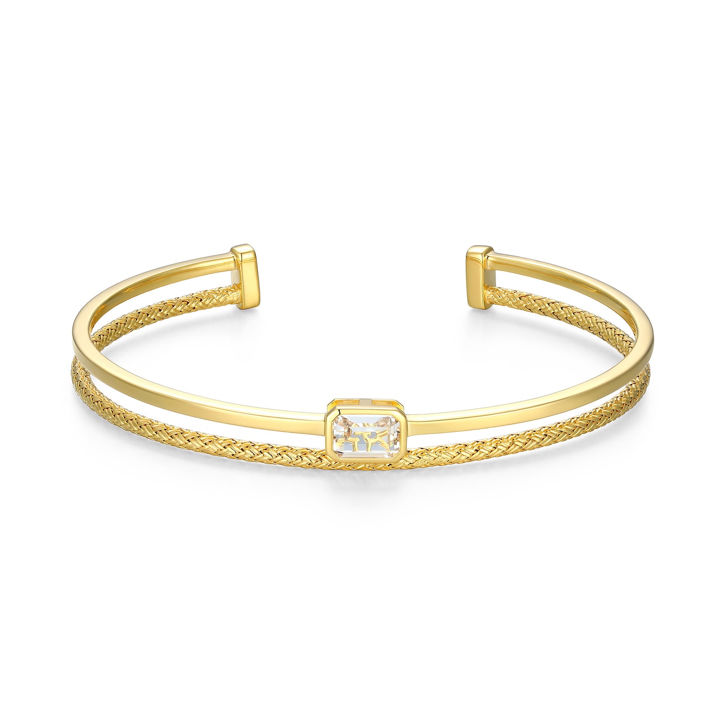 CB0207 - Dual-Band Created White Sapphire Original Mesh Cuff | charles garnier