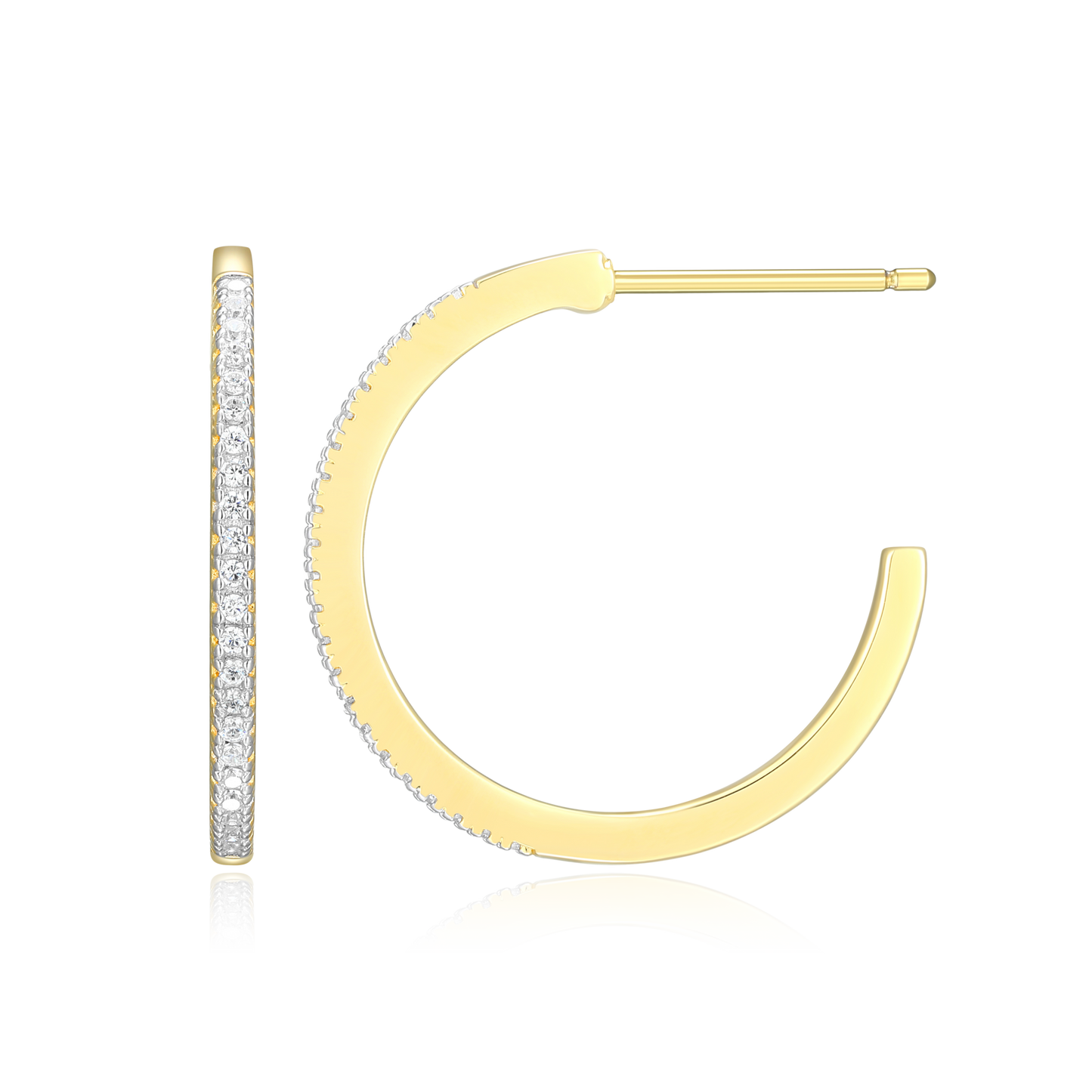 Large J-Hoop Stud Earrings in 14K Yellow Gold-Plated Sterling Silver | M by Monte Luna