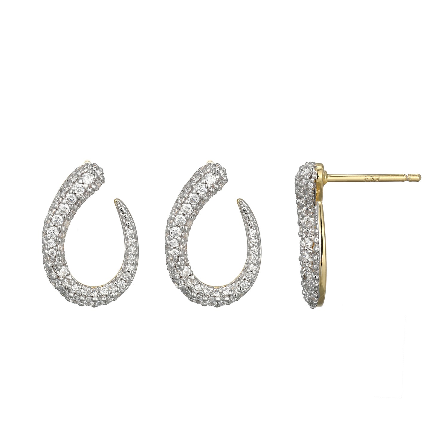 ME0132 - Wave Thick To Thin Lab-Created Diamond Earrings | Monte Luna