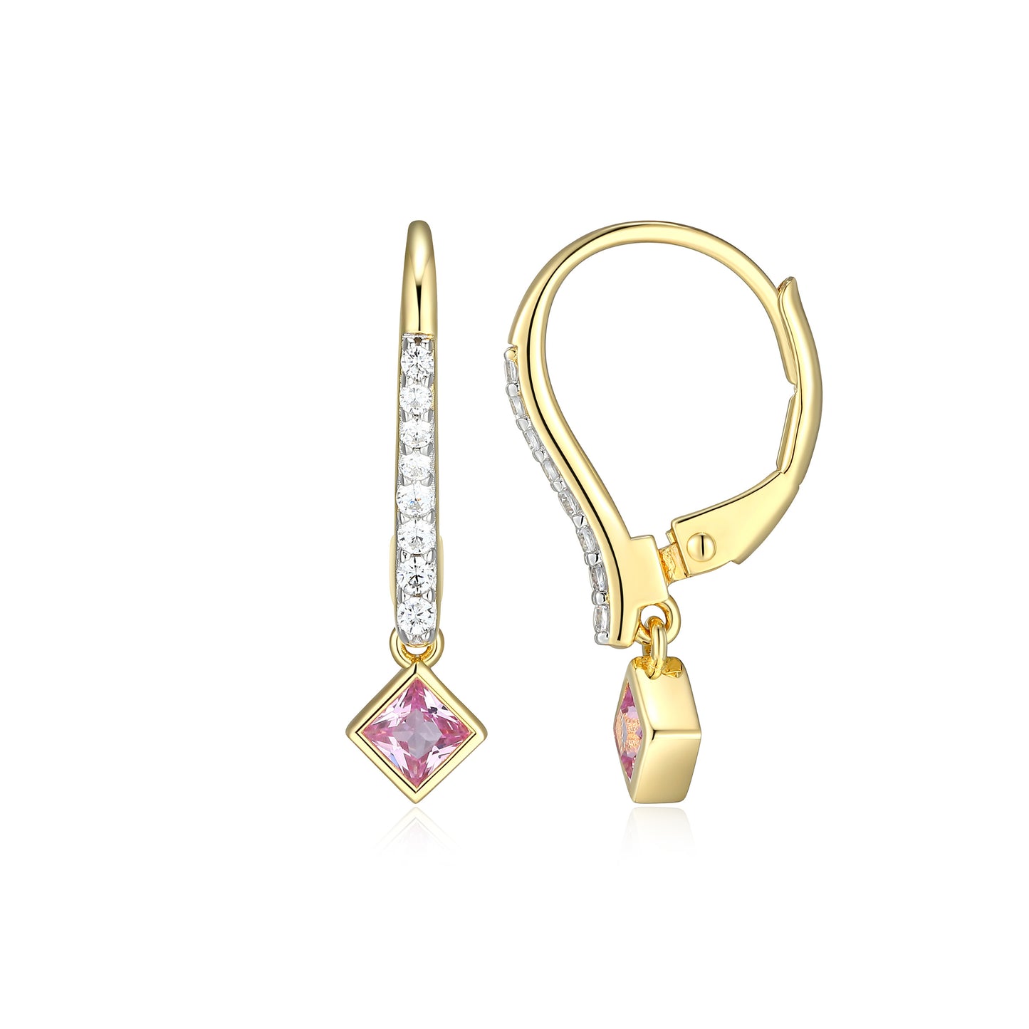 BE0256Y - Lab-Created Pink Sapphire & Lab-Created Diamond Leverback Earring | m by monte luna