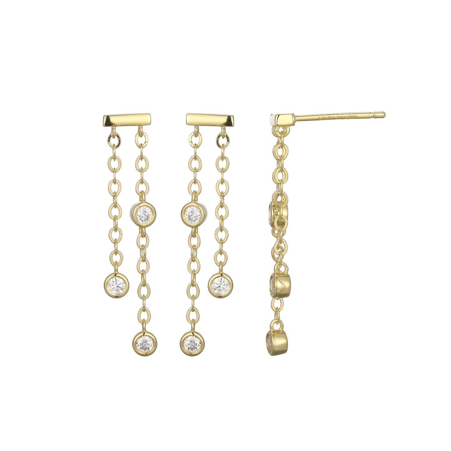 BE0263Y - Bezel-Set Lab-Created Diamond Chain Dangle Earrings | m by monte luna