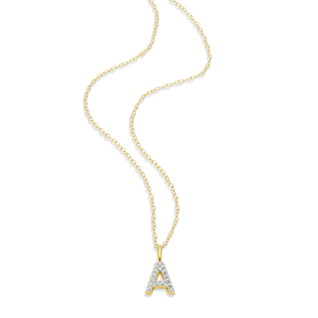Letter "A" Initial Pendant Necklace in 14K Yellow Gold-Plated Sterling Silver | M by Monte Luna