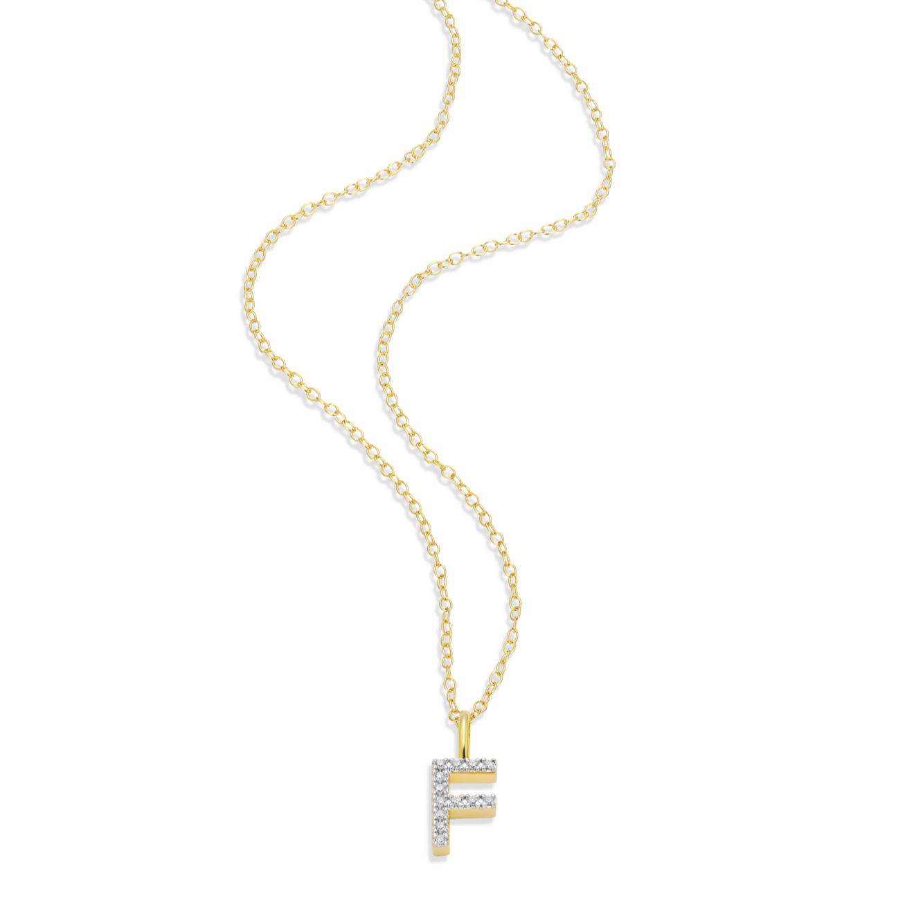 Letter "F" Initial Pendant Necklace in 14K Yellow Gold-Plated Sterling Silver | M by Monte Luna