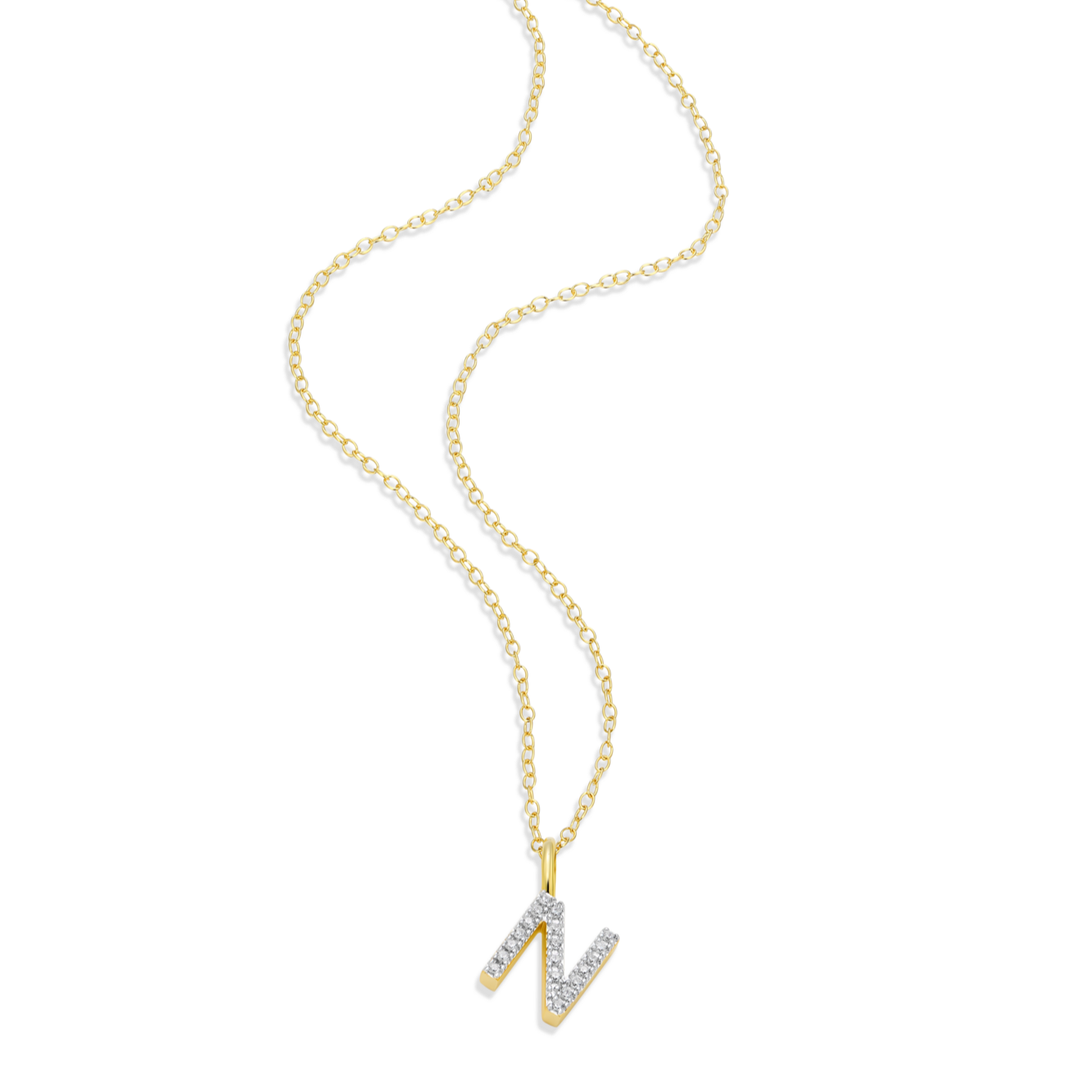 Letter "N" Initial Pendant Necklace in 14K Yellow Gold-Plated Sterling Silver | M by Monte Luna