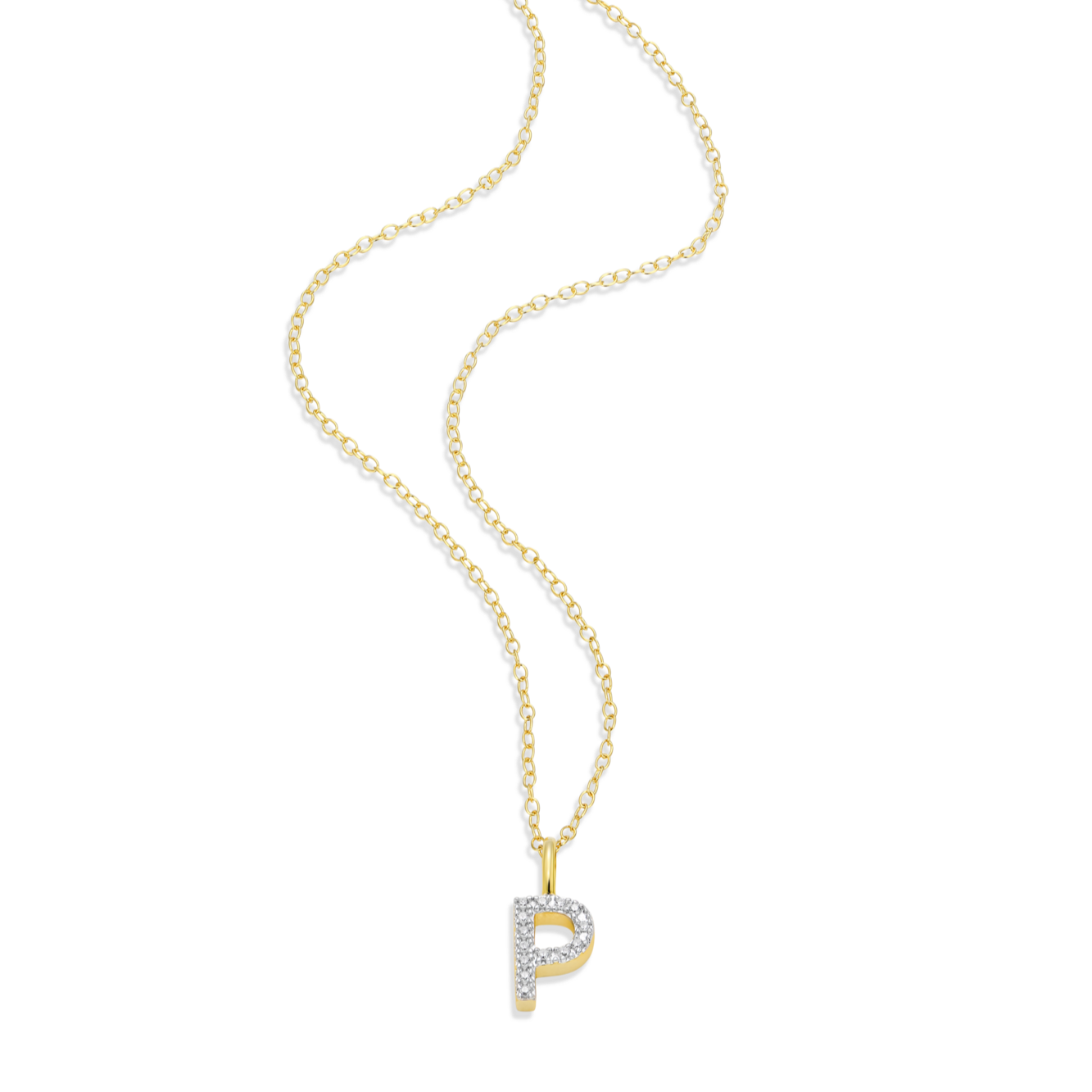 Letter "P" Initial Pendant Necklace in 14K Yellow Gold-Plated Sterling Silver | M by Monte Luna