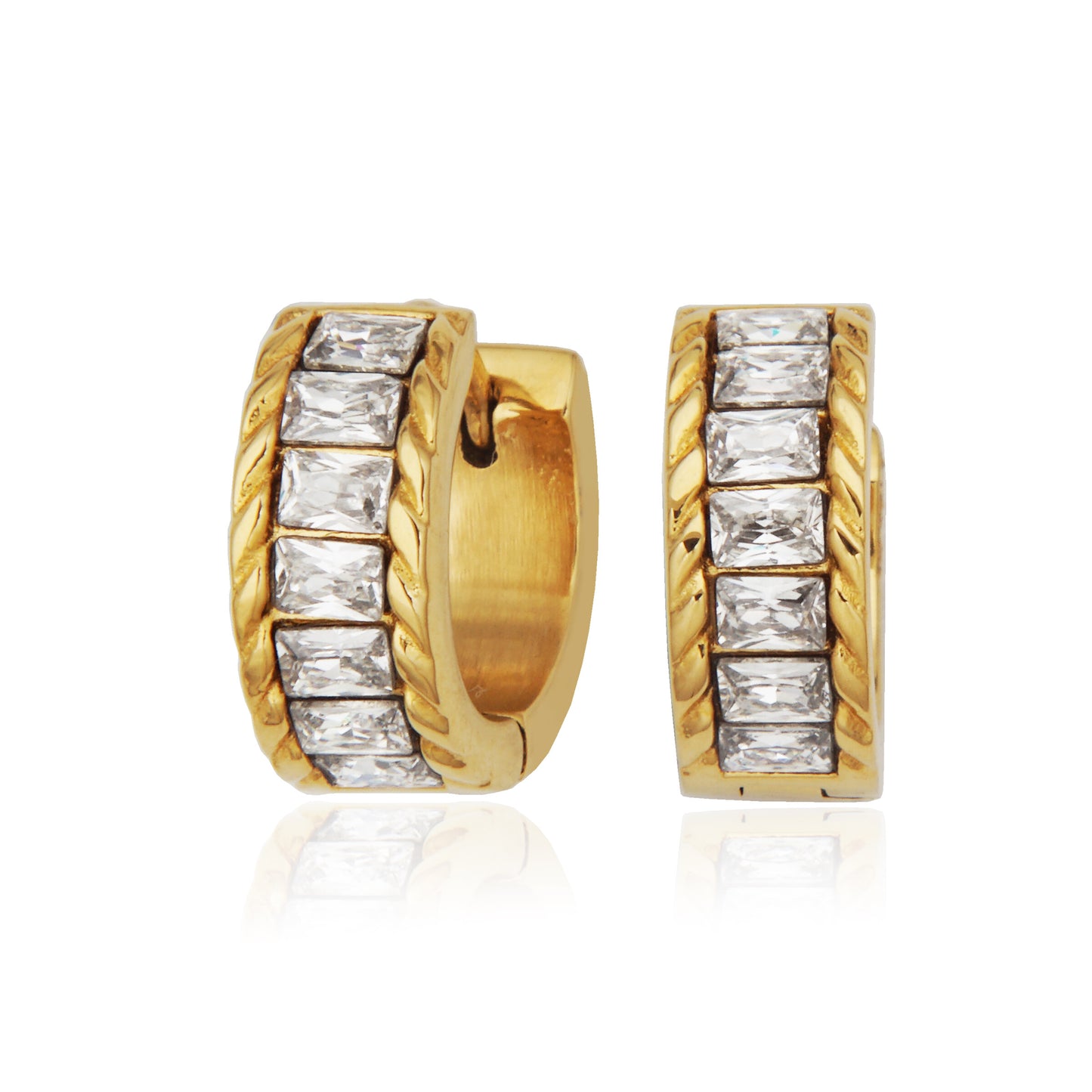 T2XK340200 - Clear Crystal Hoop Earrings | steelx