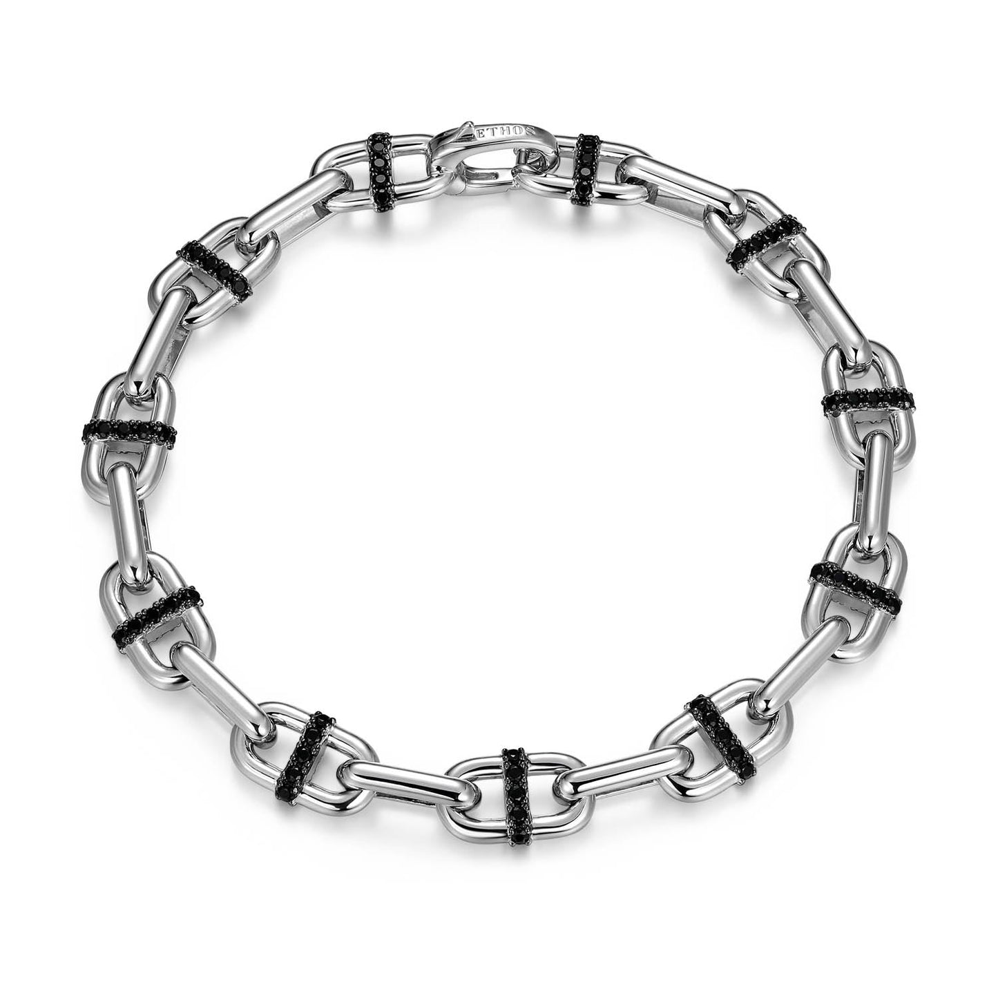 Links Gunmetal Rhodium Finish Sterling Silver Bracelet - UB0056 | ethos