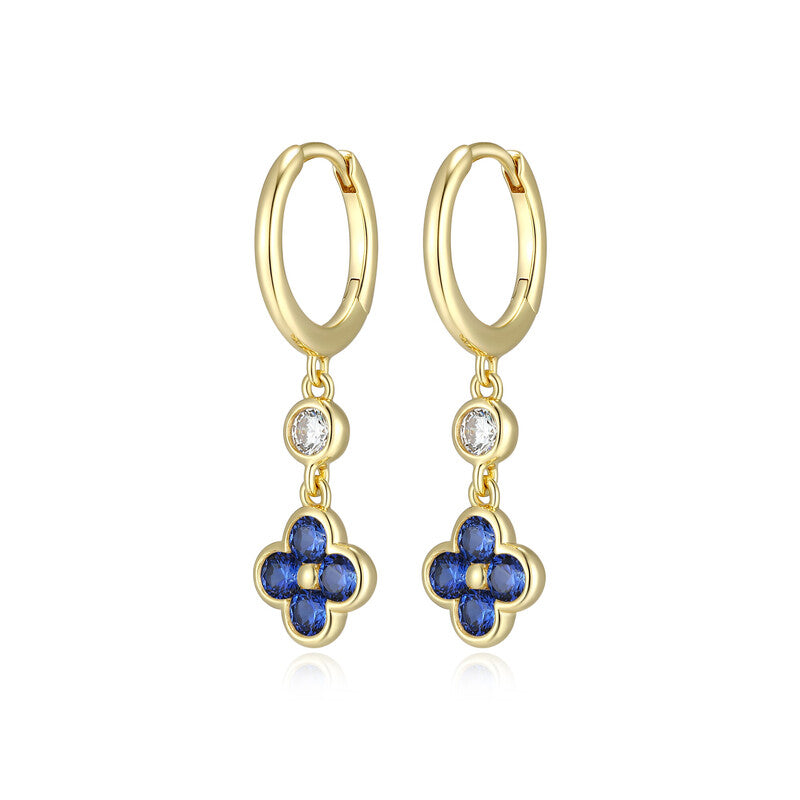 RE0290 - Lab-Created Sapphire Huggie Dangle Earrings | reign
