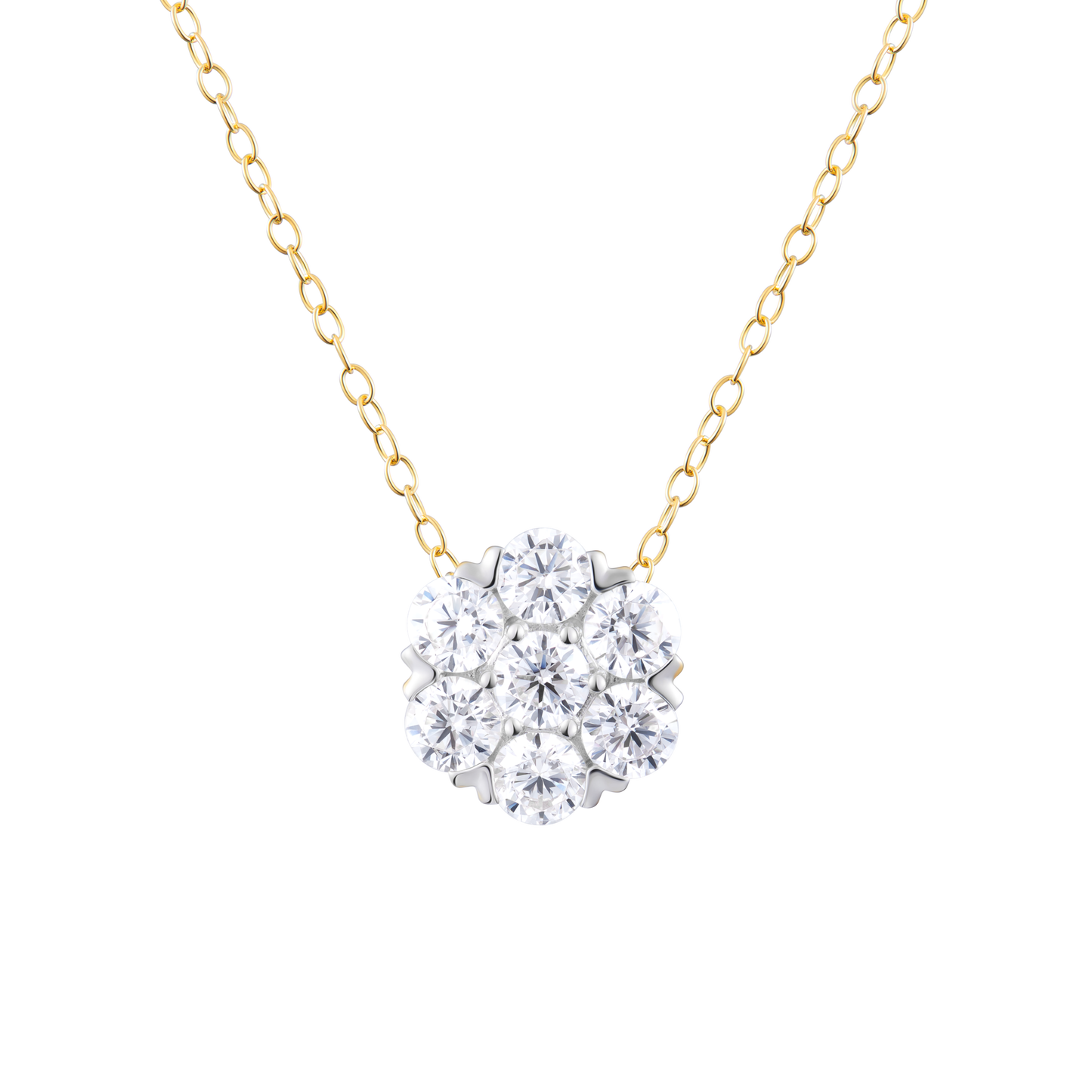 Lab-Created Diamond Cluster Necklace in 14K Yellow Gold | Monte Luna