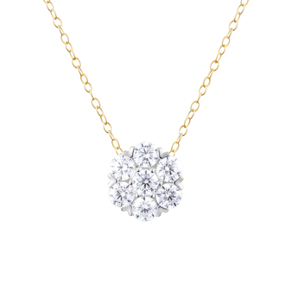Lab-Created Diamond Cluster Necklace in 14K Yellow Gold | Monte Luna