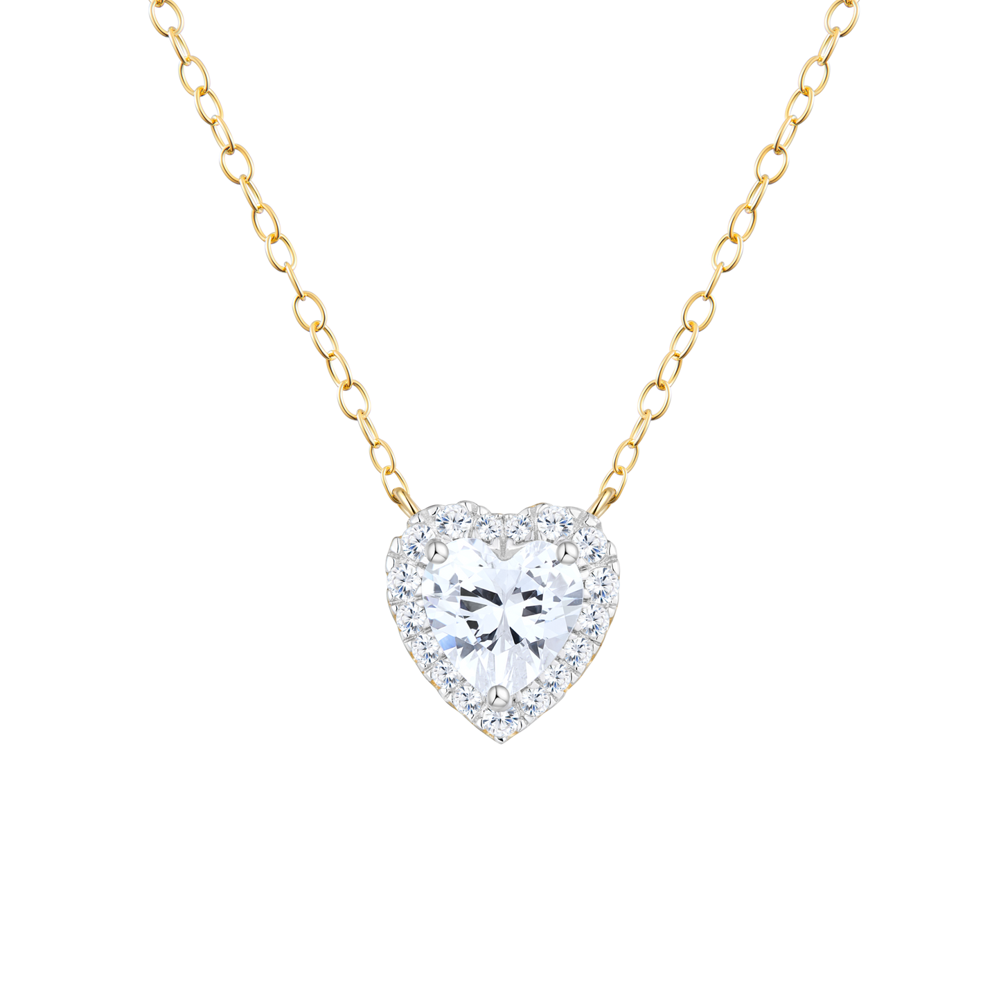 Brilliant Heart Lab-Created Diamond Halo Pendant Necklace in 14K Yellow Gold | Monte Luna