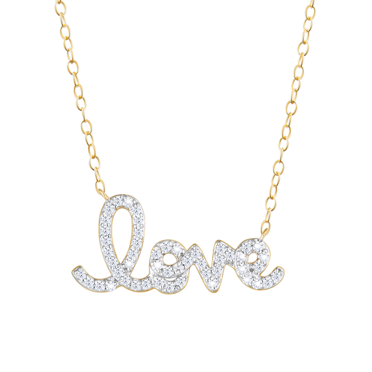 Pave Lab-Created Diamond Love Necklace in 14K Yellow Gold | Monte Luna