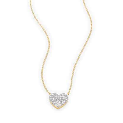 Pave Lab-Created Diamond Heart Necklace in 14K Yellow Gold | Monte Luna