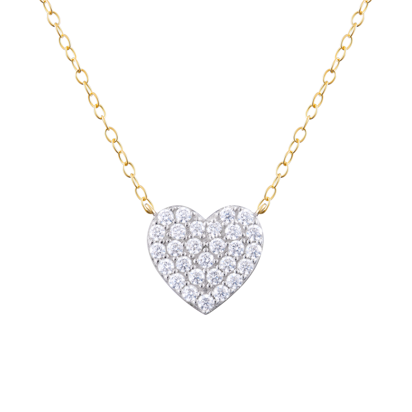 Pave Lab-Created Diamond Heart Necklace in 14K Yellow Gold | Monte Luna