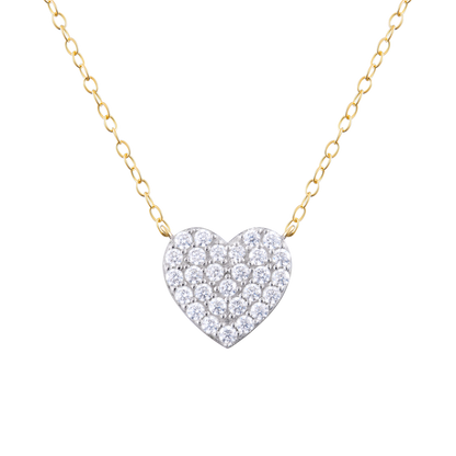 Pave Lab-Created Diamond Heart Necklace in 14K Yellow Gold | Monte Luna