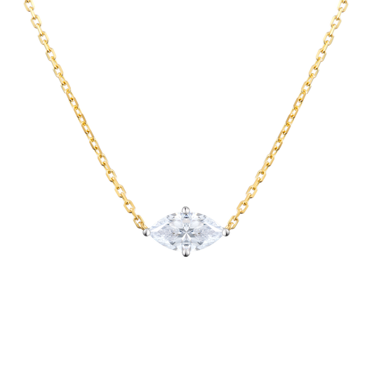 Marquise-Cut Lab-Created Diamond Solitaire Necklace in 14K Yellow Gold | Monte Luna