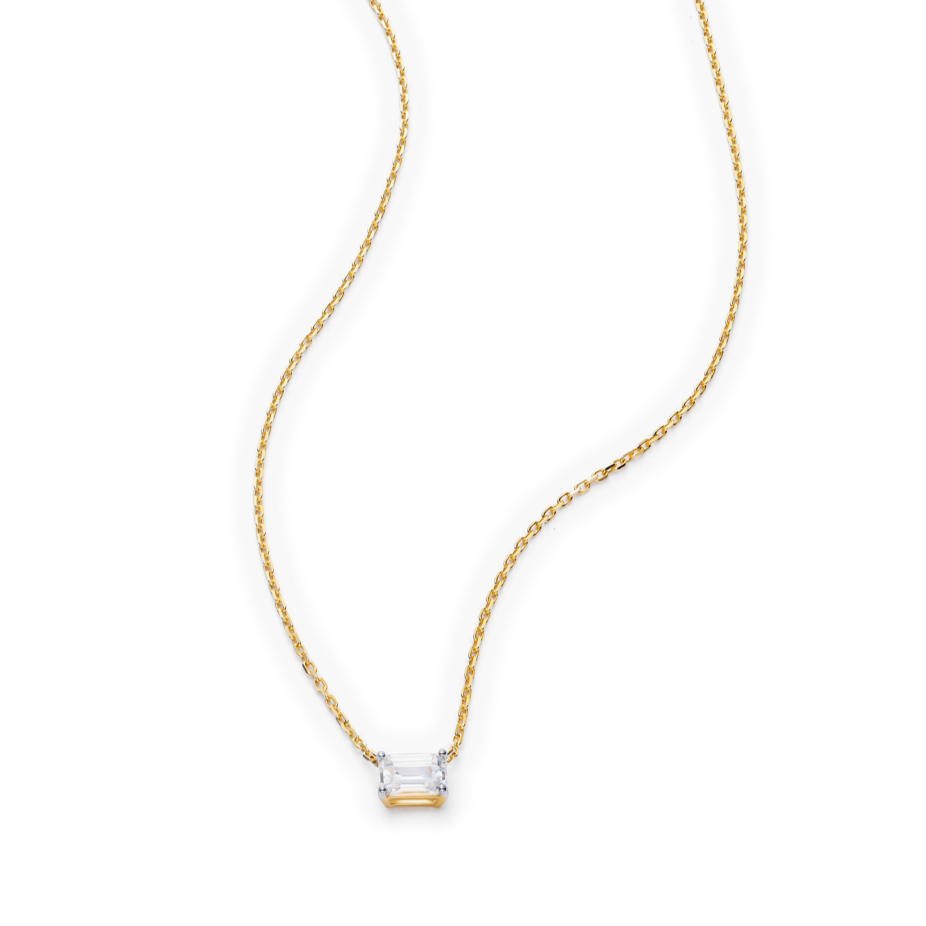 Emerald-Cut Lab-Created Diamond Solitaire Necklace in 14K Yellow Gold | Monte Luna