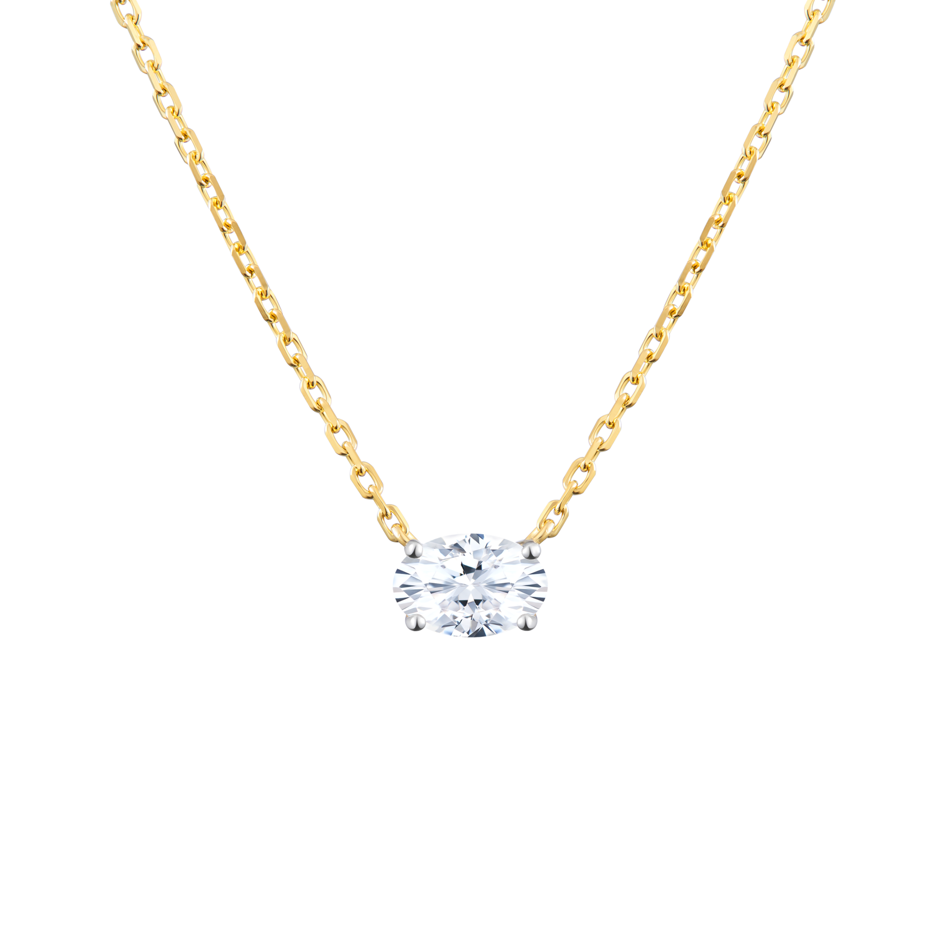 Oval-Cut Lab-Created Diamond Solitaire Necklace in 14K Yellow Gold | Monte Luna