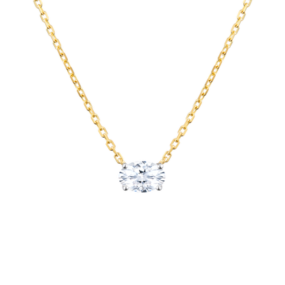 Oval-Cut Lab-Created Diamond Solitaire Necklace in 14K Yellow Gold | Monte Luna