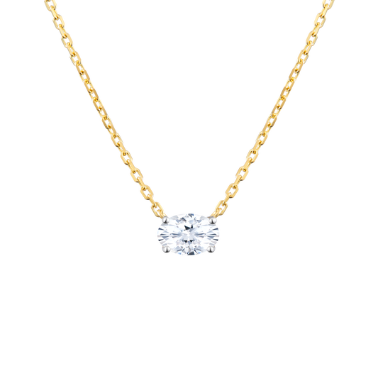 Oval-Cut Lab-Created Diamond Solitaire Necklace in 14K Yellow Gold | Monte Luna