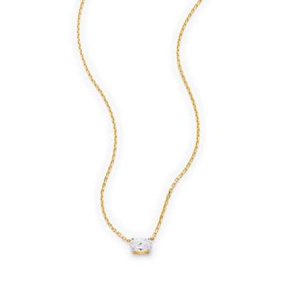 Oval-Cut Lab-Created Diamond Solitaire Necklace in 14K Yellow Gold | Monte Luna