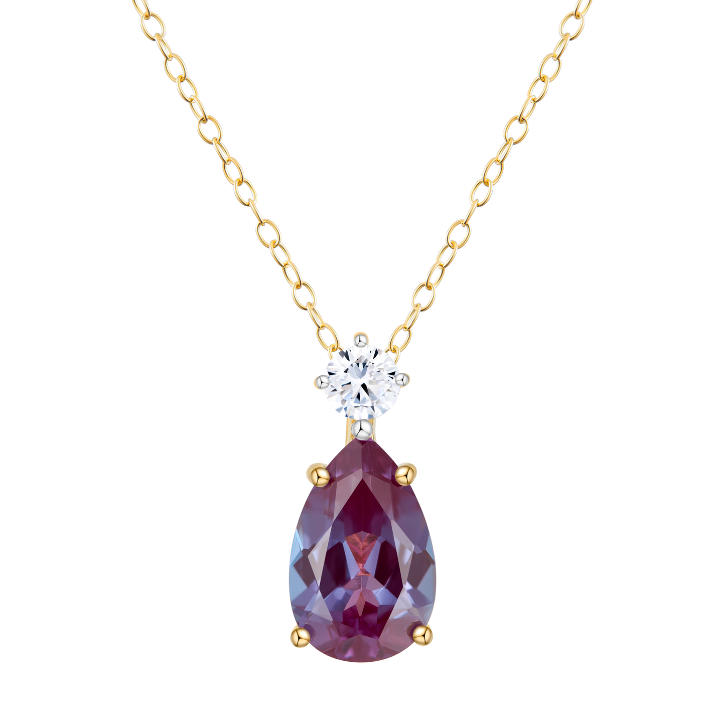 Lab-Created Alexandrite Pendant Necklace in 14K Yellow Gold | Monte Luna