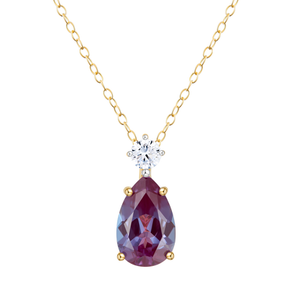 Lab-Created Alexandrite Pendant Necklace in 14K Yellow Gold | Monte Luna