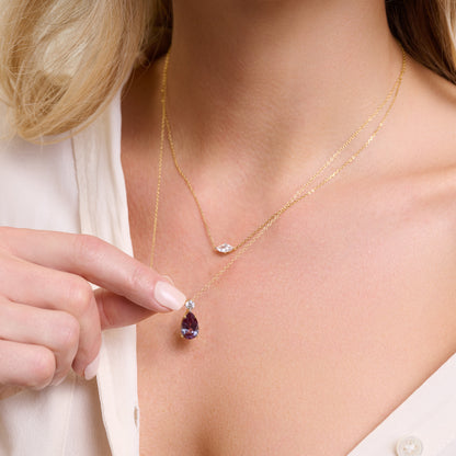 Lab-Created Alexandrite Pendant Necklace in 14K Yellow Gold | Monte Luna