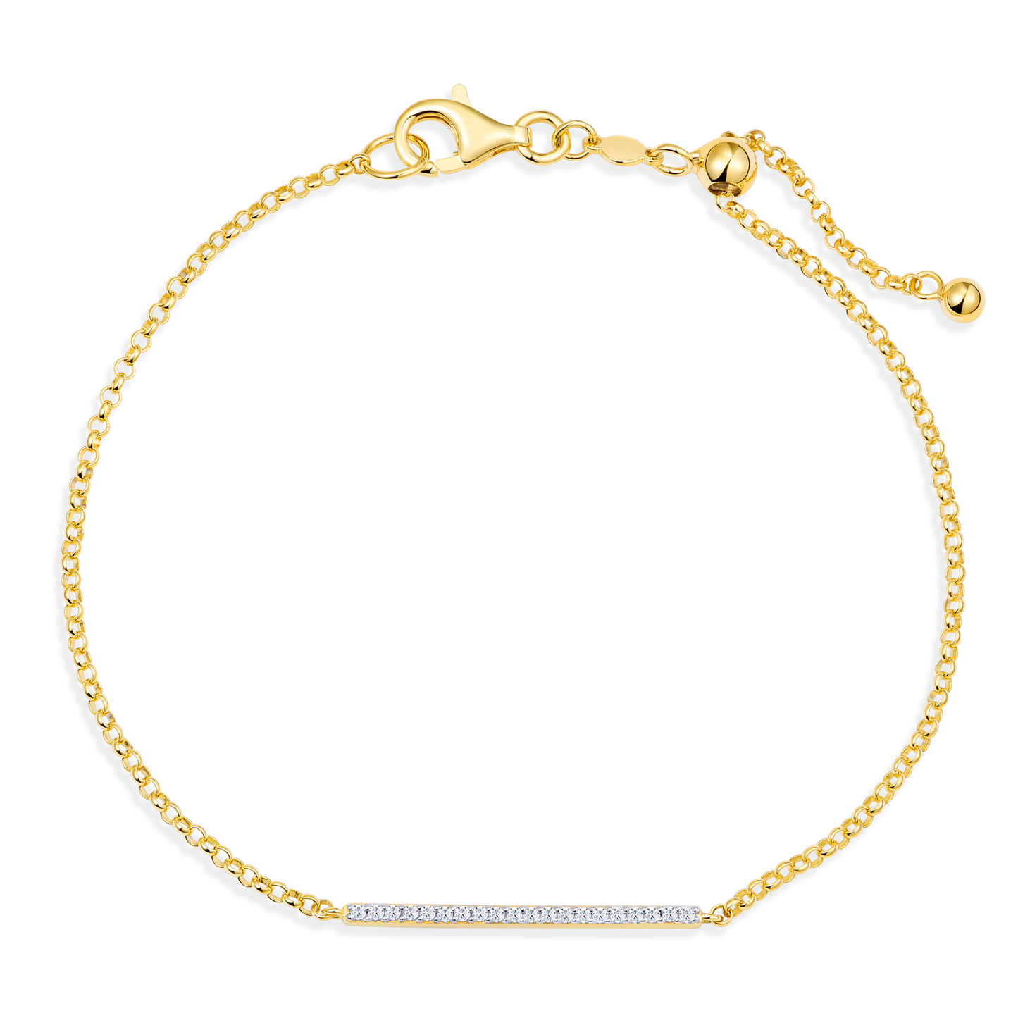 Petite Pave Bar Lab-Created Diamond Bolo Bracelet in 14K Yellow Gold | Monte Luna