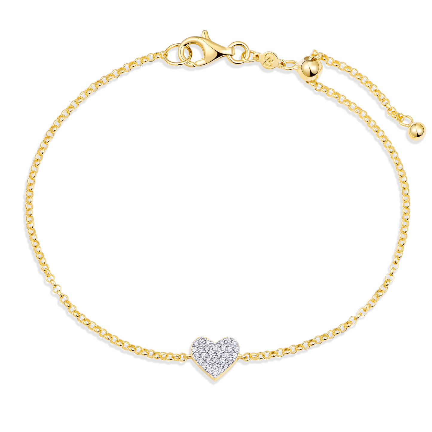 Pave Heart Lab-Created Diamond Bracelet in 14K Yellow Gold | Monte Luna