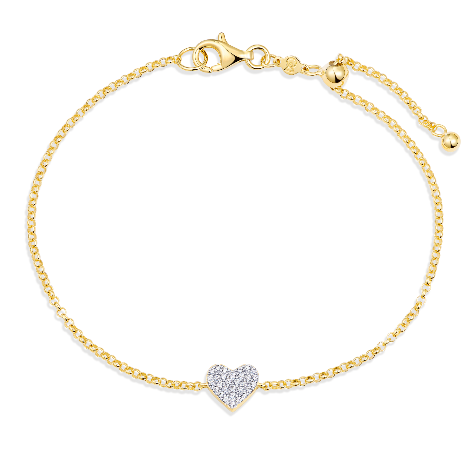 Pave Heart Lab-Created Diamond Bracelet in 14K Yellow Gold | Monte Luna