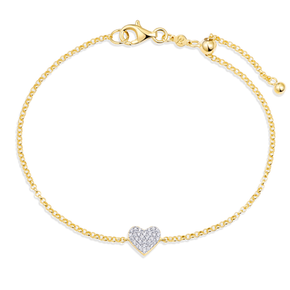 Pave Heart Lab-Created Diamond Bracelet in 14K Yellow Gold | Monte Luna