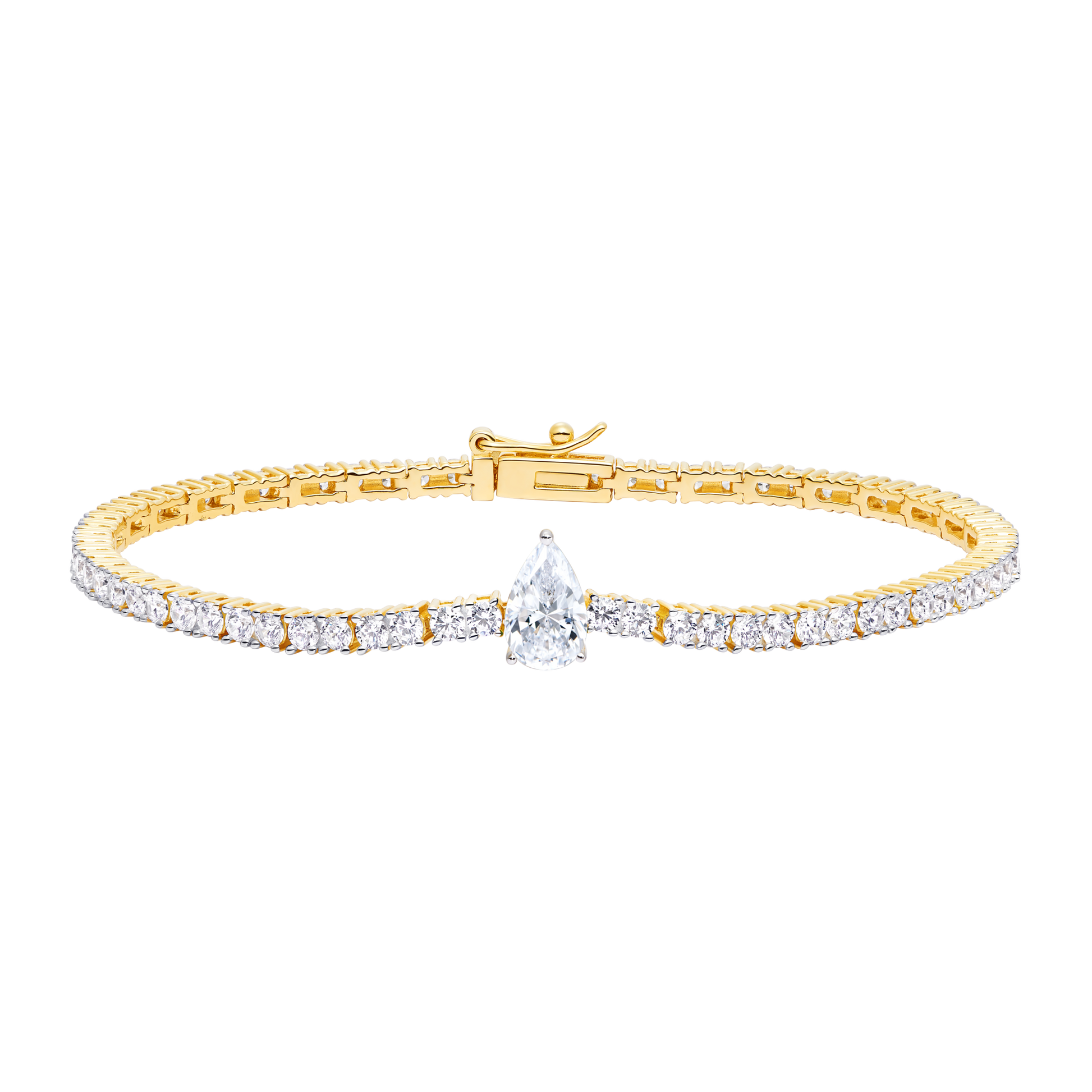 Pear-Cut Lab-Created Diamond Accent Tennis Bracelet in 14K Yellow Gold | Monte Luna