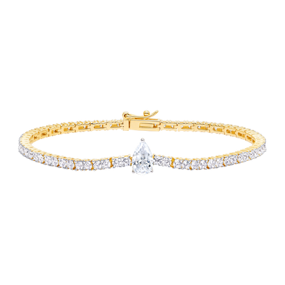 Pear-Cut Lab-Created Diamond Accent Tennis Bracelet in 14K Yellow Gold | Monte Luna