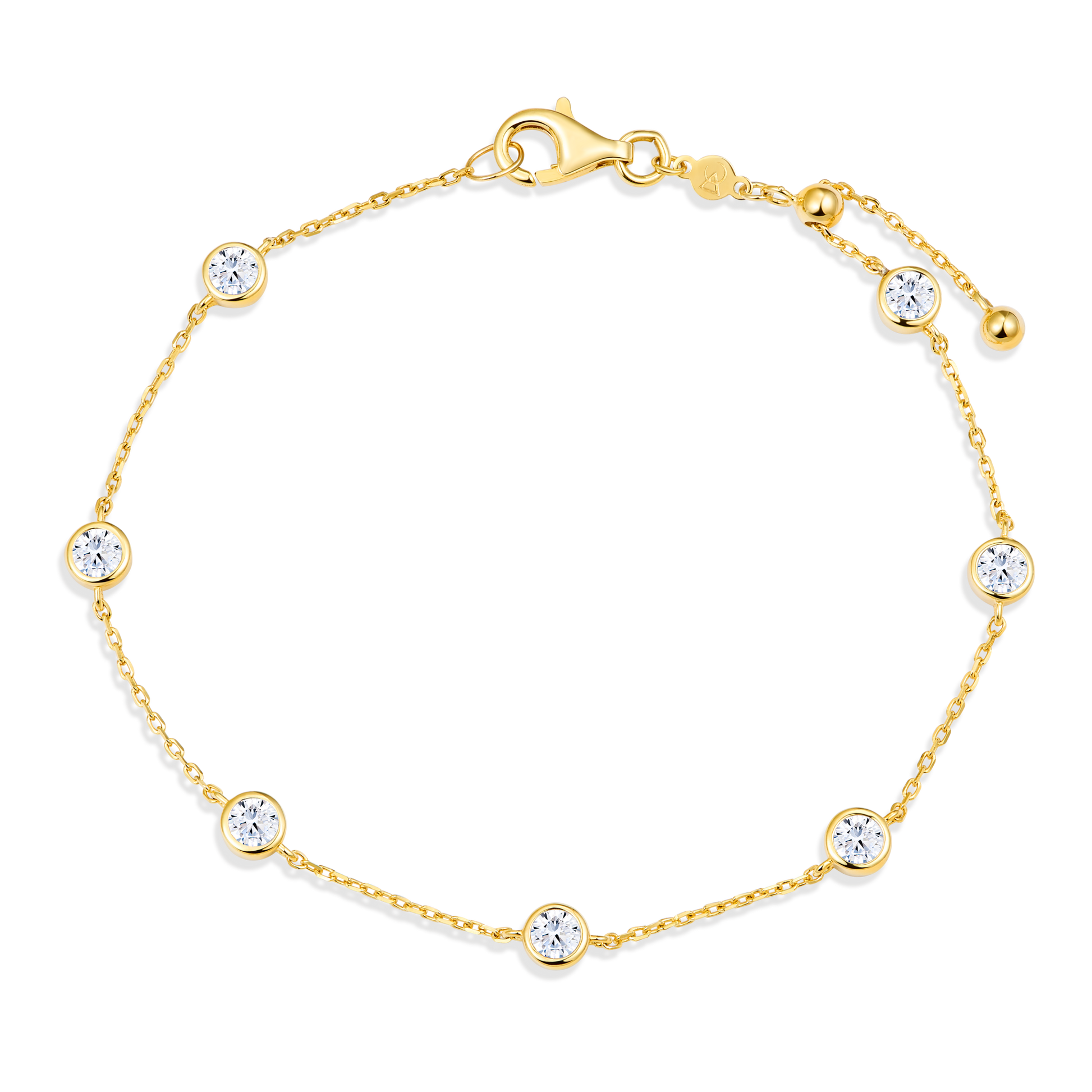 Bezel-Set Lab-Created Diamond Station Bracelet in 14K Yellow Gold | Monte Luna