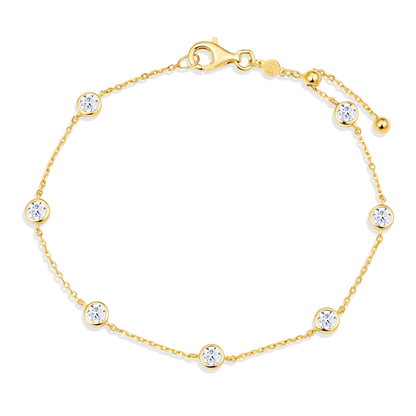 Bezel-Set Lab-Created Diamond Station Bracelet in 14K Yellow Gold | Monte Luna