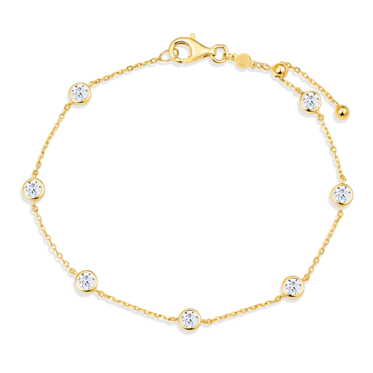 Bezel-Set Lab-Created Diamond Station Bracelet in 14K Yellow Gold | Monte Luna