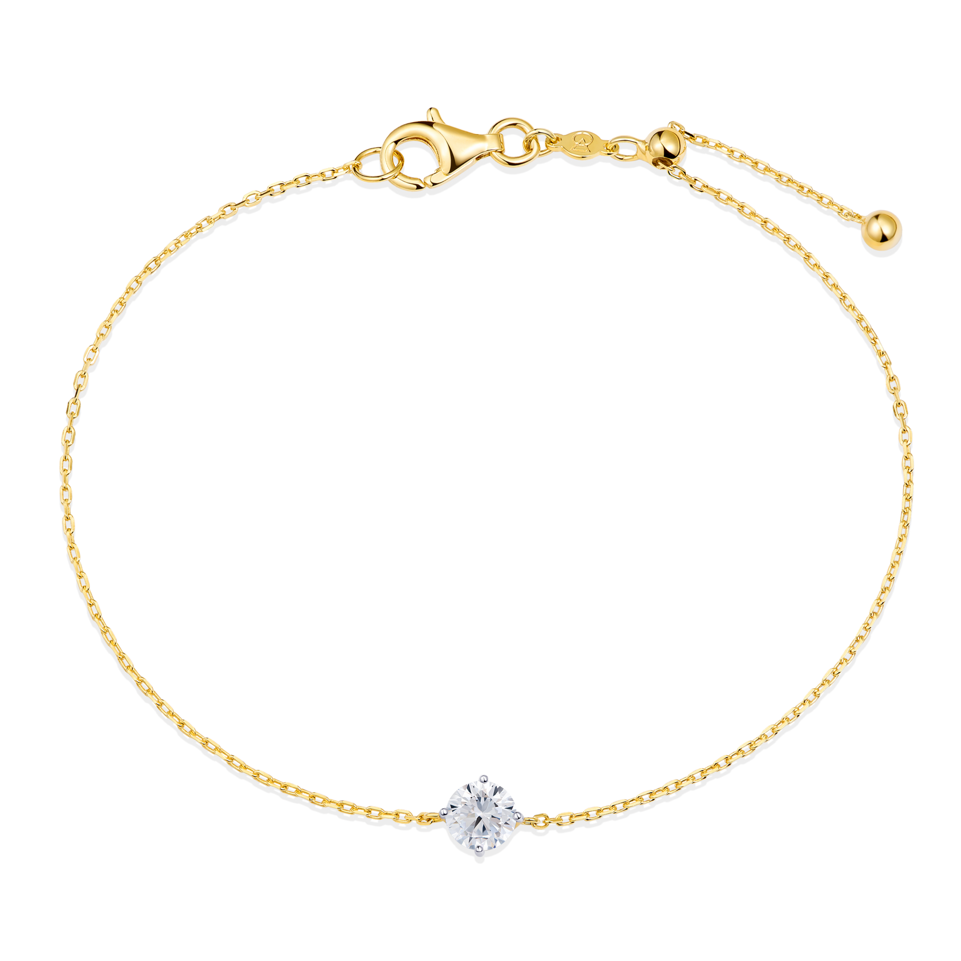 Round-Cut Lab-Created Diamond Solitaire Bracelet in 14K Yellow Gold | Monte Luna