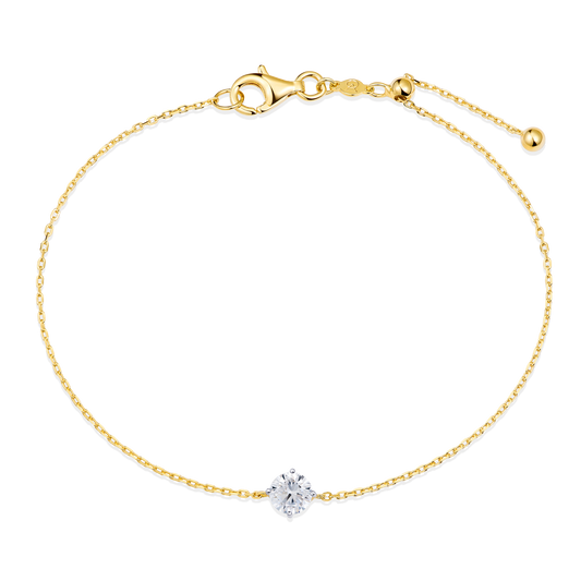 Round-Cut Lab-Created Diamond Solitaire Bracelet in 14K Yellow Gold | Monte Luna