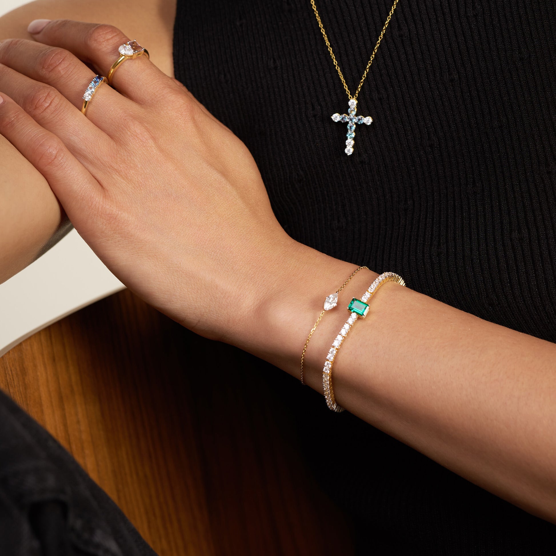 Marquise-Cut Lab-Created Diamond Solitaire Bracelet in 14K Yellow Gold | Monte Luna