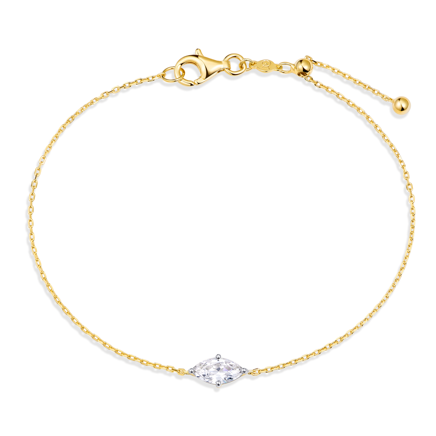 Marquise-Cut Lab-Created Diamond Solitaire Bracelet in 14K Yellow Gold | Monte Luna