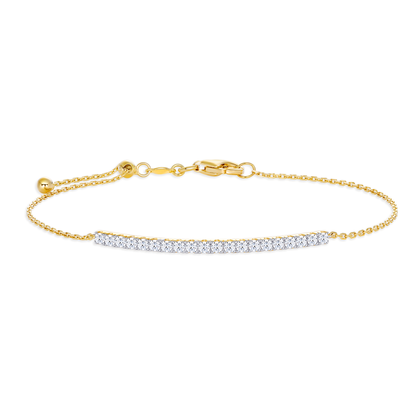 Pave Bar Lab-Created Diamond Bolo Bracelet in 14K Yellow Gold | Monte Luna