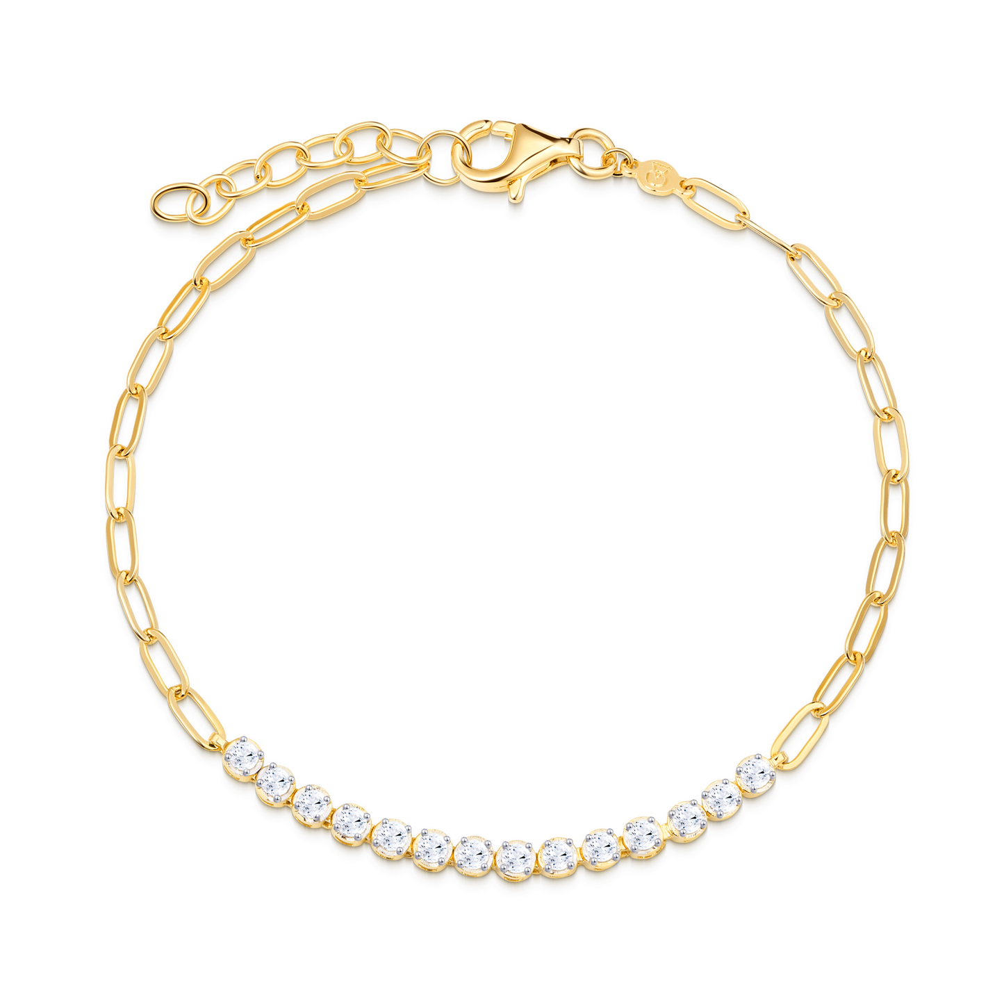 Pave Bar Lab-Created Diamond Paperclip Chain Bracelet in 14K Yellow Gold | Monte Luna