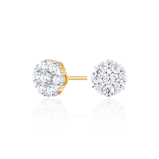 Lab-Created Diamond Cluster Stud Earrings in 14K Yellow Gold | Monte Luna