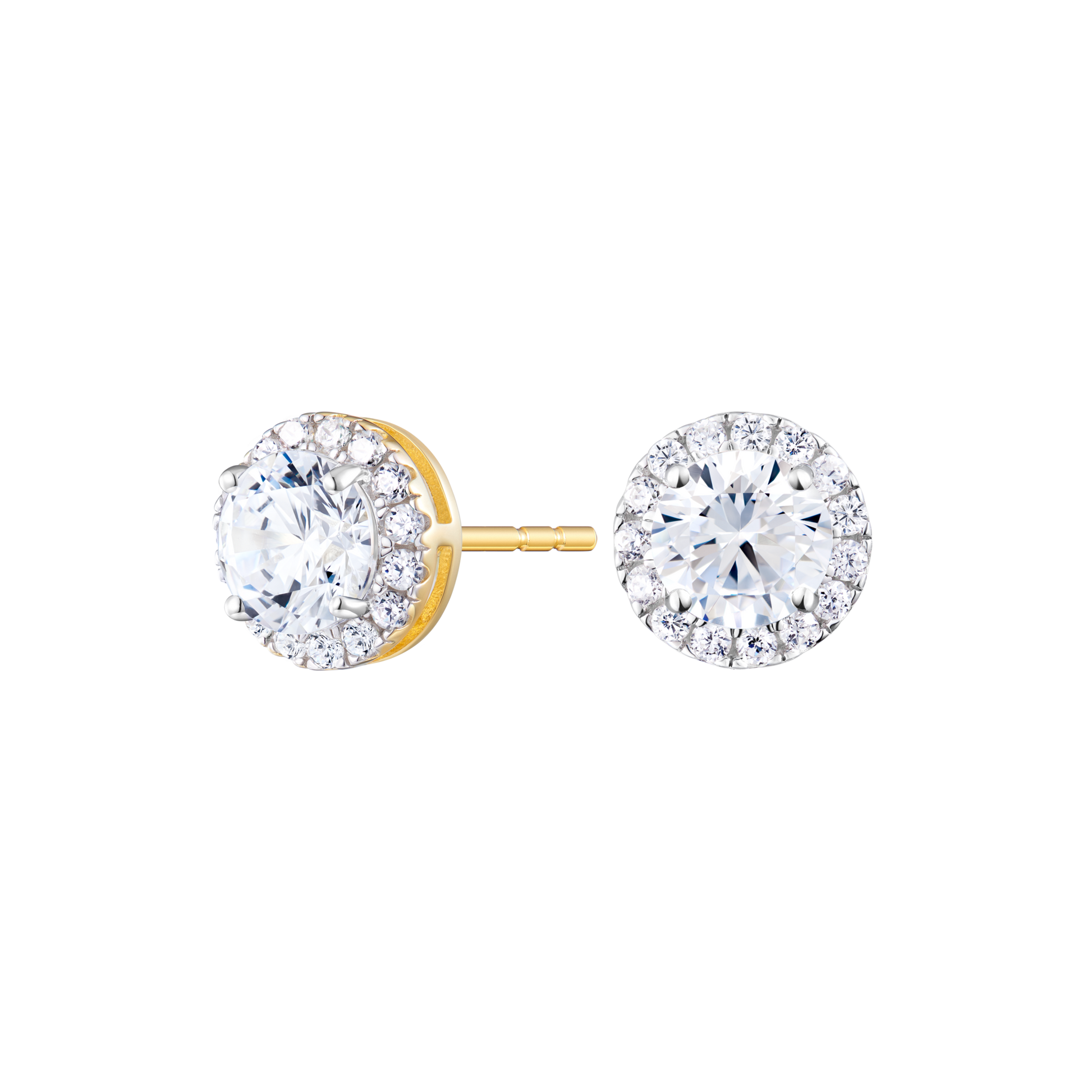 Round-Cut Lab-Created Diamond Halo Stud Earrings in 14K Yellow Gold | Monte Luna