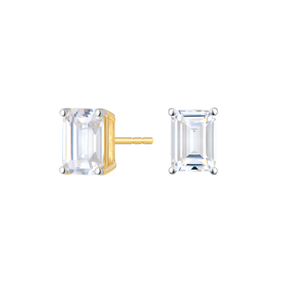 Emerald-Cut Lab-Created Diamond Stud Earrings in 14K Yellow Gold | Monte Luna