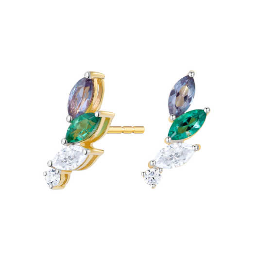 Marquis Climber Stud Earrings in 14K Yellow Gold | Monte Luna