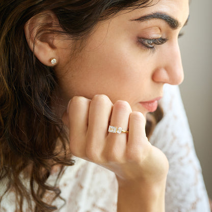 Round-Cut Lab-Created Diamond Stud Earrings in 14K Yellow Gold | Monte Luna